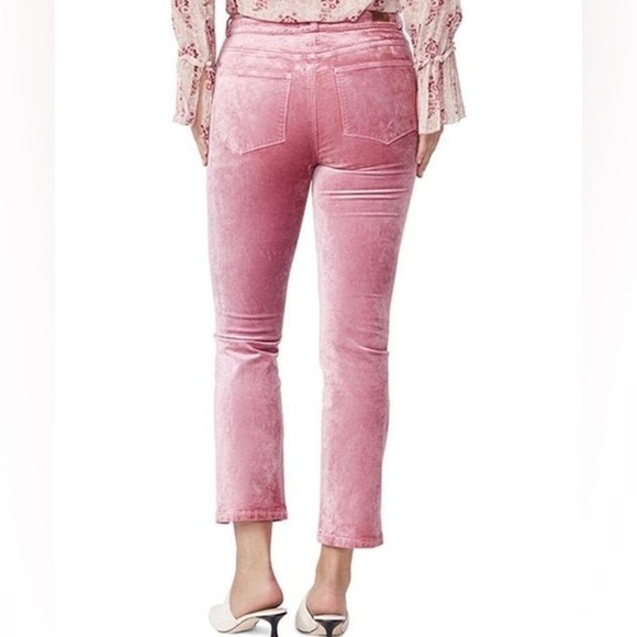 PAIGE Women's Pink Cindy Twisted Seam Straight Jean Crushed Velvet Muted Mauve - Picture 3 of 10